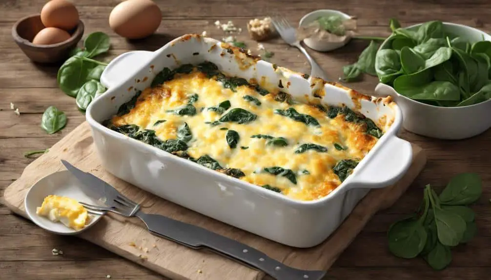 baked casserole with spinach